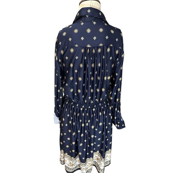 Always Indigo Womens Tunic Dress Button Up Elastic Waist Belted New XL petite ￼ - Picture 4 of 12